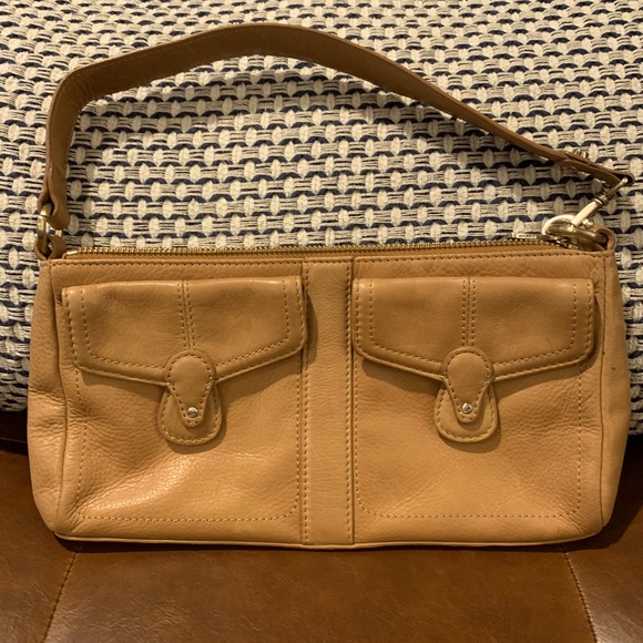 Liz Claiborne Handbags - Liza Claiborne - EUC- Camel/Carmel-Cow Hide Leather Shoulder Hand Bag.